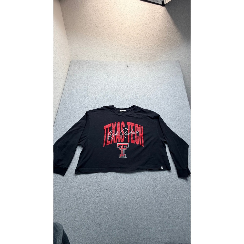 47 Brand Texas Tech Red Raiders Cropped Long Sleeve Shirt Black XL